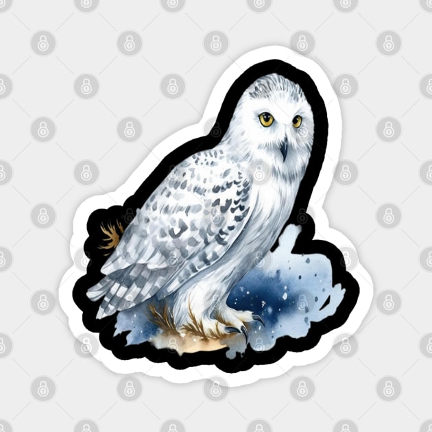Majestic Owl Illustration T-Shirt Magnet by Lebihanto