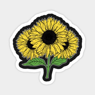 Yellow Sun Flower Hand Drawn Gardening Gift Magnet