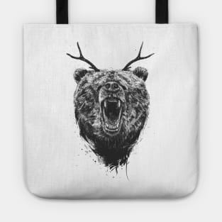 Angry bear with antlers Tote