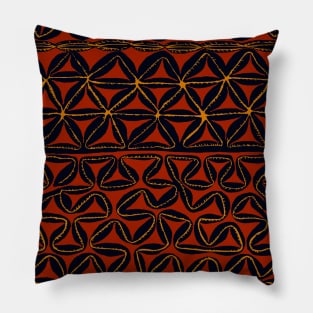 Tropical Tribal Tapa - Rust Black Pillow