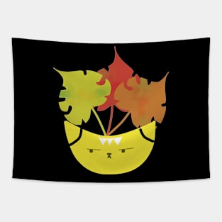 Yellow Cat Leaves Tapestry