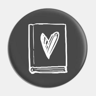 Book and Heart - White Pin