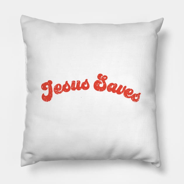 Jesus Saves devine vintage used look Pillow by retropetrol