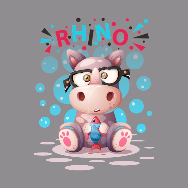 Cartoon Rhino Funny and Cute Design by We Print On Gifts