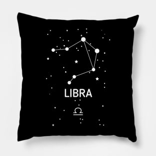 Libra Zodiac Sign Constellation (White Print) Pillow