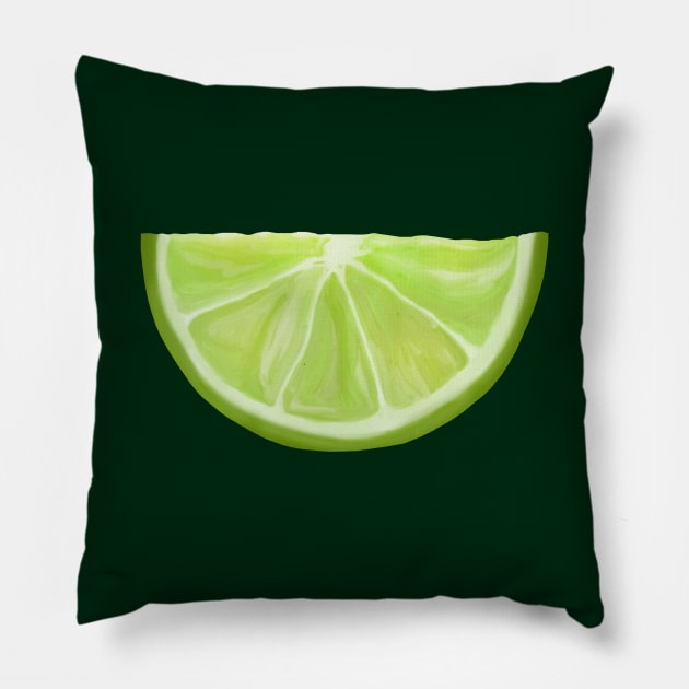 Green Watercolor Juicy Lime Slice Pillow by Art by Deborah Camp