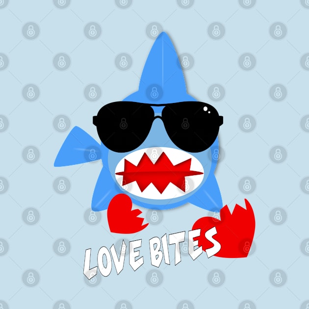 Love Bites - Funny Shark Valentine's Day T-Shirt for Boys or Girls who Love Sharks by JPDesigns