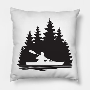Silhouette of a kayaker paddling Pillow