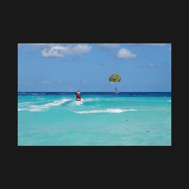 Cancun Beach Jet Skiing on the beautiful blue water Cancun Mexico by WayneOxfordPh