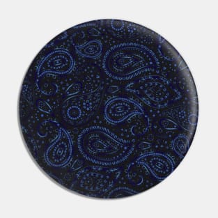 Pretty Bohemian Art Paisley Gradient Blue Design Pin