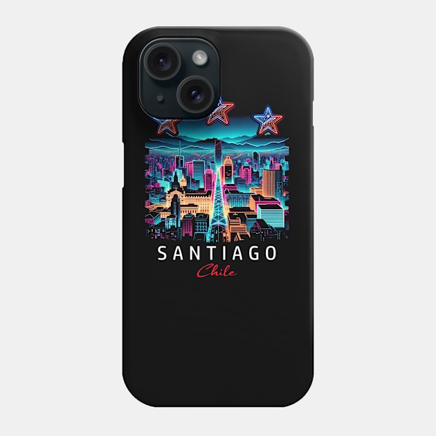 Santiago Chile Neon Cityscape Skyline Graphic Phone Case by Sambastyles