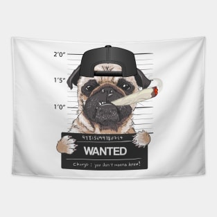 Wanted Pug Tapestry