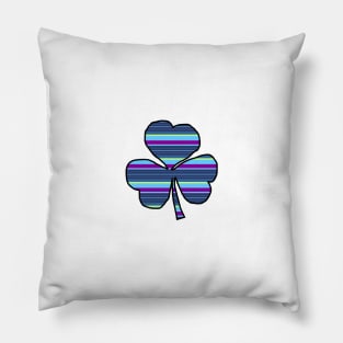 Small Blue Stripes Shamrock for St Patricks Day Pillow