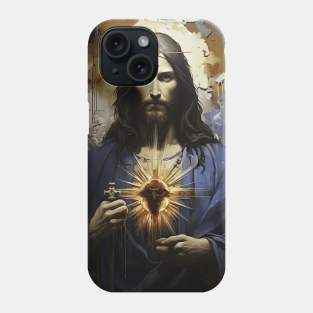 Jesus Christ with heart in the middle Phone Case