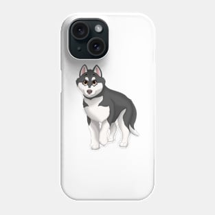 Black and White Siberian Husky Dog Brown Eyes Phone Case