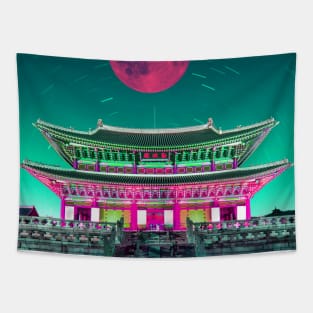 big pink full moon in china Tapestry