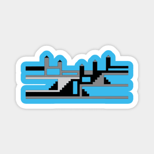 Simple Castle in Black and White on Blue Magnet