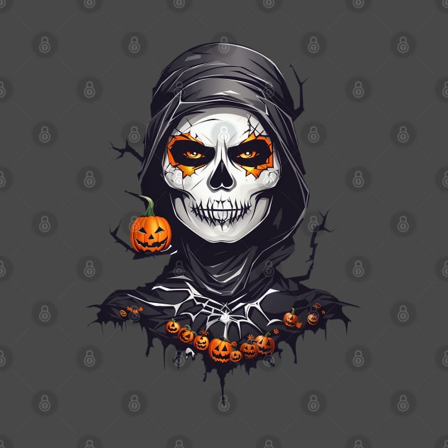 Halloween Black Cloaked Skeleton AI Art by koolteas