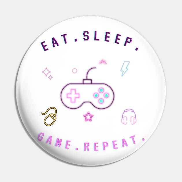 Eat Sleep Game Repeat Pin by SereniTee Designs