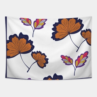 leaf pattern, blue and browns Tapestry