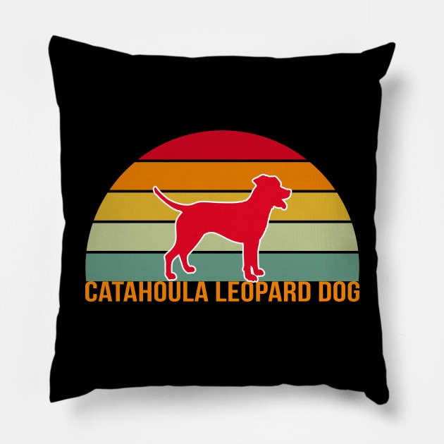 Catahoula Leopard Dog Vintage Silhouette Pillow by khoula252018