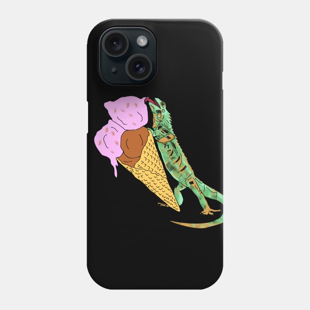 iguana eating ice cream doodle Phone Case by FandomizedRose