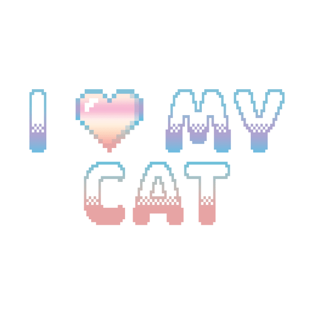 I Heart My Cat Classic Video Game Graphic Rainbow Pastel Gradient by ArtHouseFlunky