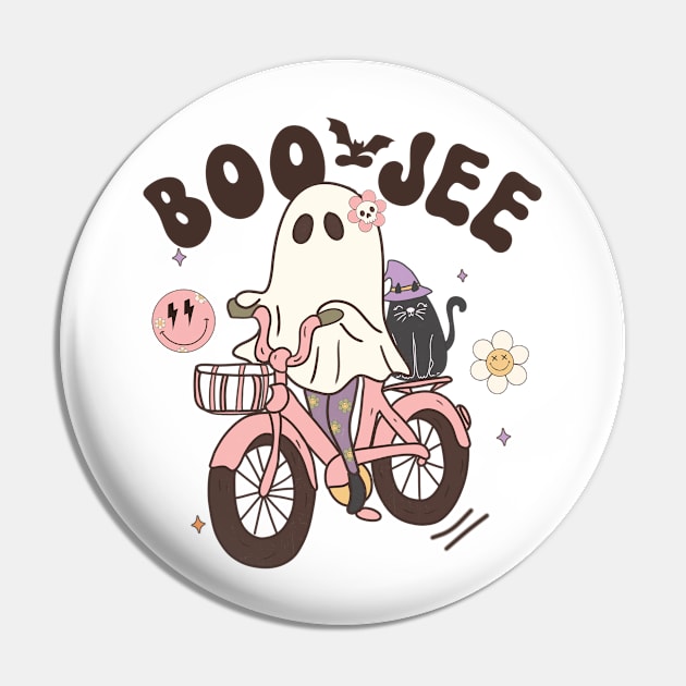 Funny Boo jee Vintage Halloween Design Groovy - Ghost Halloween Costume Present Idea For Girls Pin by Arda