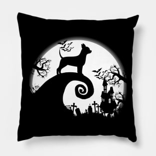 Chihuahua And Halloween Moon Pillow