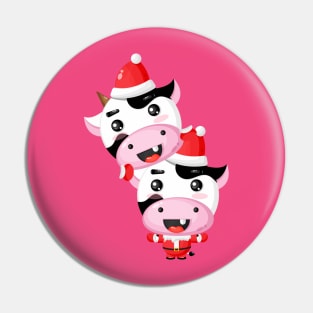 Cow Reindeer Hat Santa Christmas Lights Pin