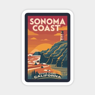 A Vintage Travel Art of the Sonoma Coast State Park - California - US Magnet