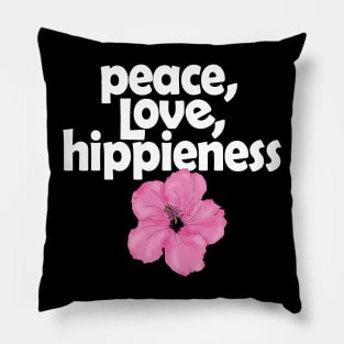 Peace Love Hippienesss Pink Hibiscus Pillow