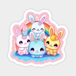 Kawaii Bunnies Rainbow Pride Squadron Magnet