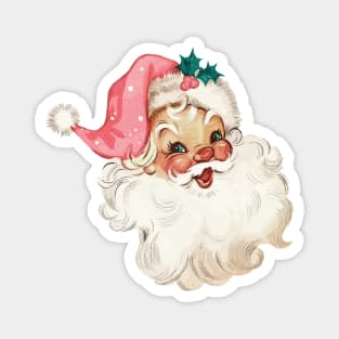 Retro Santa Claus Mid Century Modern Pink Cute Magnet