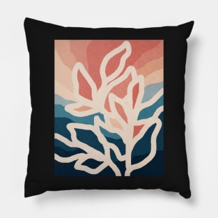 Abstract tropical leaves, Plant, Line art Pillow