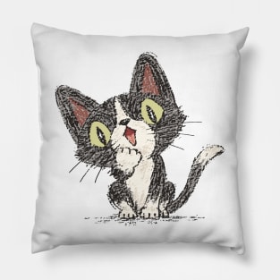 Surprised black cat Pillow