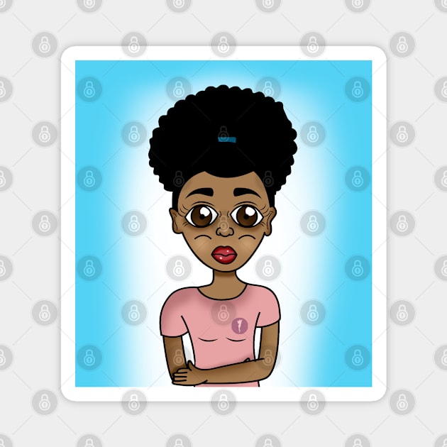 cute black girl digital art Magnet by Spinkly Creations 