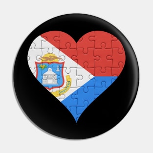 Sint Maartener Jigsaw Puzzle Heart Design - Gift for Sint Maartener With Sint Maarten Roots Pin