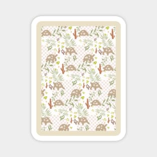 Cute Galapagos Tortoise with Cactus Fruits Save The Environment Wildlife Tortoise Pattern Magnet