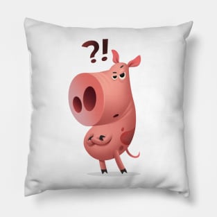 Pig with a question mark Pillow