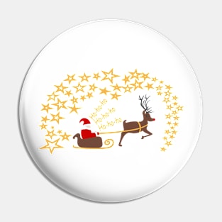 Santa Claus and Rudolph reindeer with stars Pin