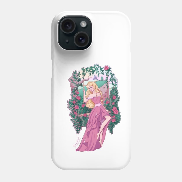 Sleeping Princess on a Swing Phone Case by Amadeadraws