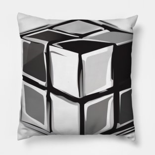 Rubic Cube Grey Shadow Silhouette Anime Style Collection No. 390 Pillow