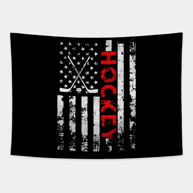 Hockey america flag Tapestry by Sendumerindu