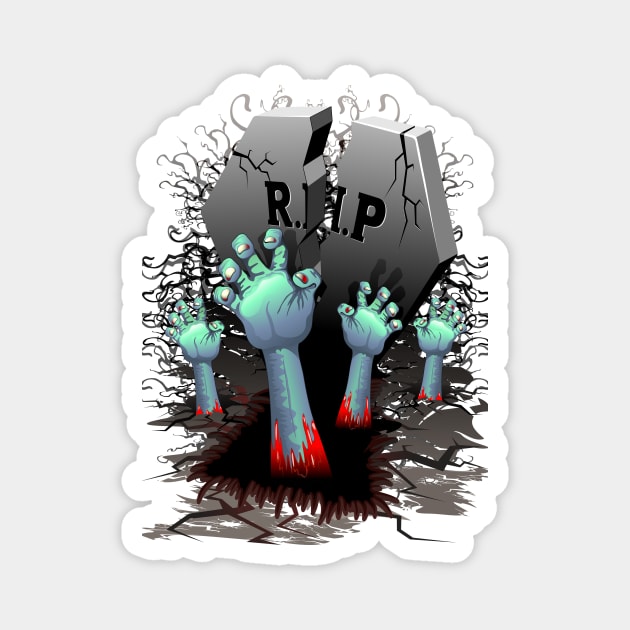 Zombie Hands on Cemetery Magnet by BluedarkArt