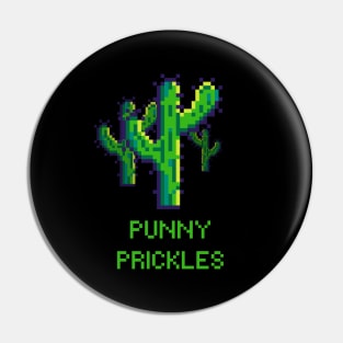 Punny Prickles: Playful and Funny Pixel Cactus Pin