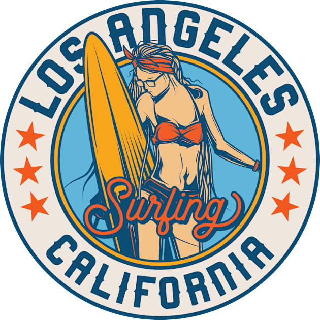 Vintage Surfing Badge for Los Angeles, California Kids T-Shirt by SLAG_Creative