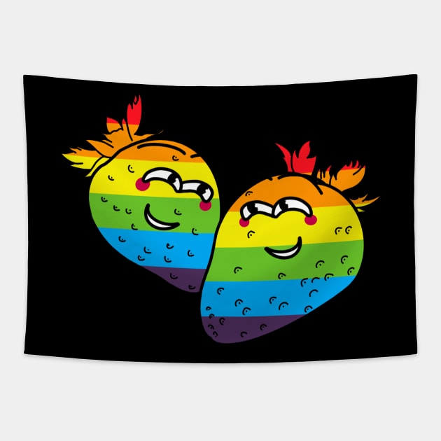 Strawberry LBGT love Tapestry by Danion