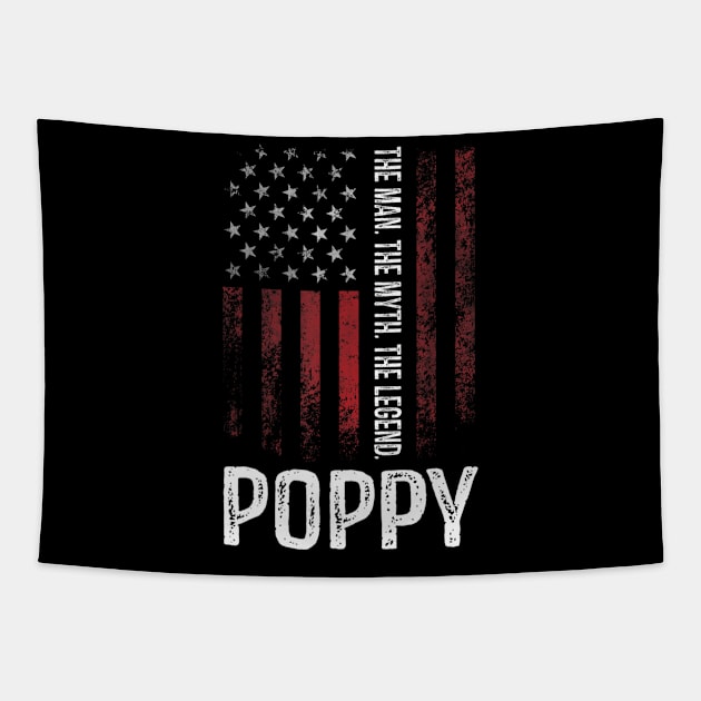 Poppy The Man The Myth The Legend T shirt Grandpa Gift Tapestry by Tisine