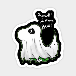 Cute Comic T-rex Tyrannosaurus Dressed As Ghost On Halloween Magnet